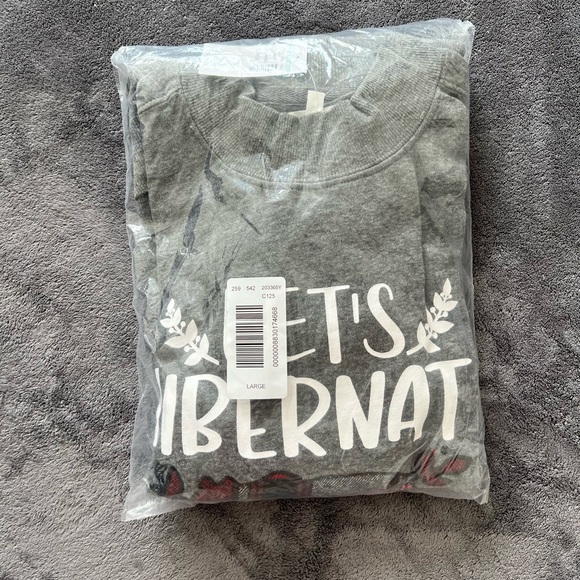 ✨HP x2 NWT Maurices “Let’s Hibernate” Grey Sweater Size Large New - Picture 5 of 8